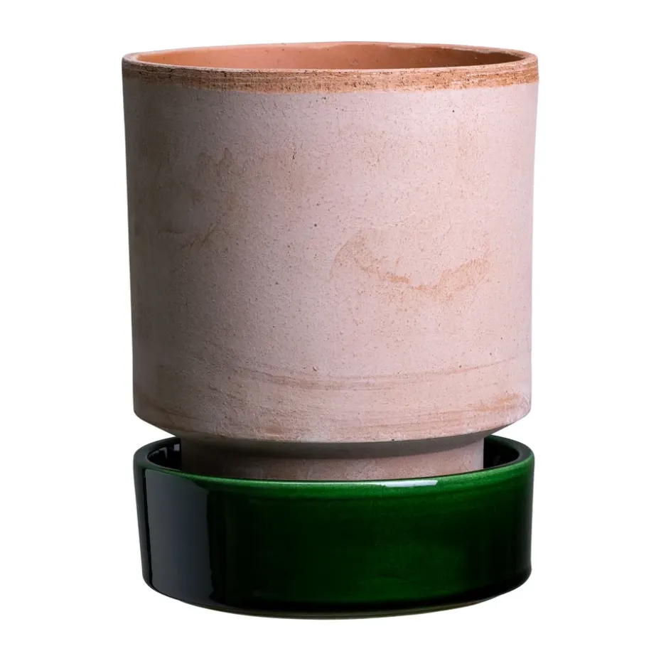 Maceta Hoff, Ø14 cm, Raw Rosa-Emerald Green