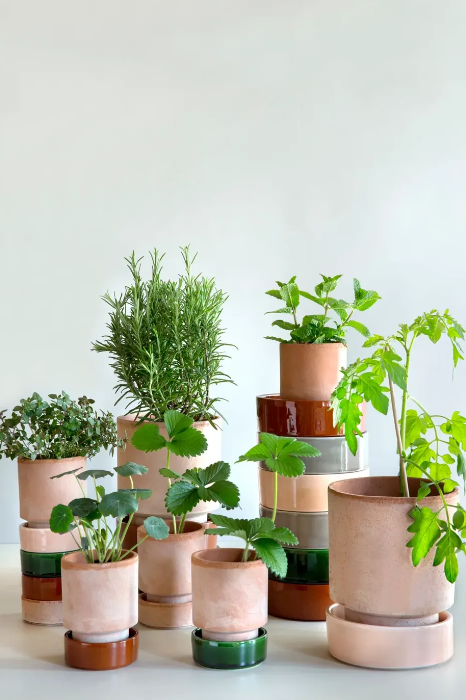 Maceta Hoff, Ø14 cm, Raw Rosa-Emerald Green