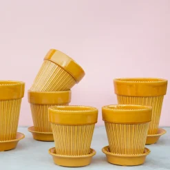 Maceta Simona esmaltada Ø14 cm, amarillo