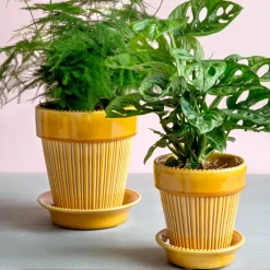 Maceta Simona esmaltada Ø16 cm, amarillo