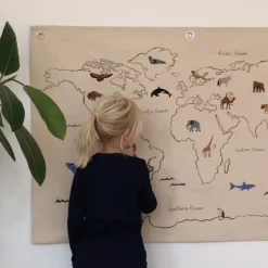 Mapa de tela The world, Offwhite