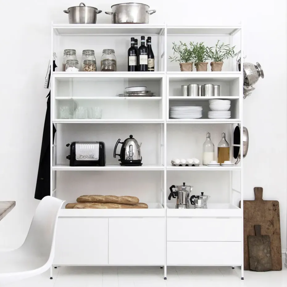 Módulo de aparador Molto 560, Blanco, incl. marco de metal blanco