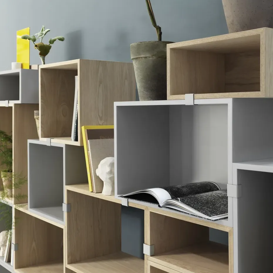 Módulo de estantería Stacked 2.0 abierto, mediano, roble