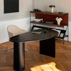 Módulo de estantería Zet, Natural oak, 1x2, black steel base