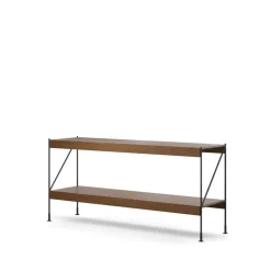 Módulo de estantería Zet, Oak dark stained, 1x2, black steel base