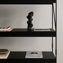 Módulo de estantería Zet, Oak dark stained, 1x2, black steel base