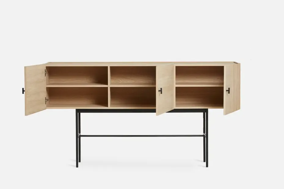 Mesa auxiliar Array, 180 cm, Roble pigmentado blanco