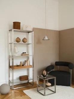 Mesa auxiliar Foldable 40x40 cm, Acero inoxidable cepillado