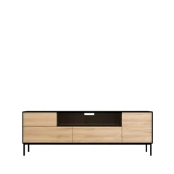 Mueble multimedia Whitebird, Roble negro-Patas metálicas negras