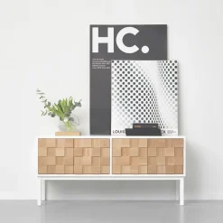 Mueble TV con patas Collect 2016, roble aceitado blanco-blanco