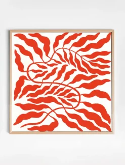 Orange red leaf, 50x50 cm