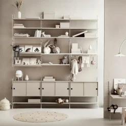 Panel de pared String, Beige, 50x20 cm, paquete de 2