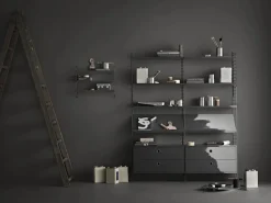 Panel de pared String, Gris oscuro, 75x30 cm, paquete de 1