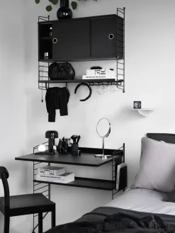 Panel de pared String, Negro, 75x20 cm, paquete de 2