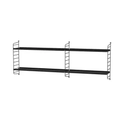 Panel de pared String, Negro, 50x20 cm, paquete de 2