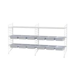 Panel de suelo String, Blanco, 85x30 cm, paquete de 2