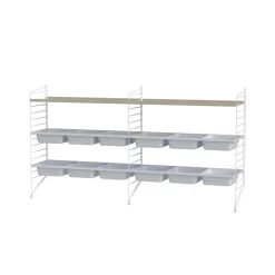 Panel de suelo String, Blanco, 85x30 cm, paquete de 2