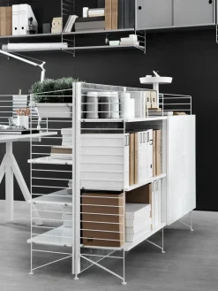 Panel de suelo String, Blanco, 115x30 cm, paquete de 1