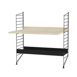 Panel de suelo String, Negro, 85x30 cm, paquete de 2