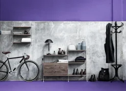 Panel de suelo String, Negro, 115x30 cm, paquete de 2