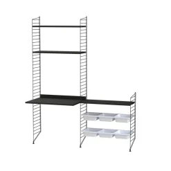 Panel de suelo String, Negro, 200x30 cm, paquete de 2