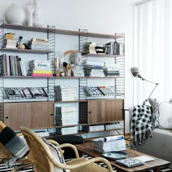 Panel de suelo String, Negro, 200x30cm, paquete de 1