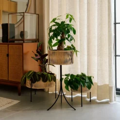 Pedestal para plantas Umanoff ratán-acero, h69 cm Ø36,5 cm