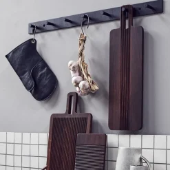 Perchero con ganchos Atlanta 70 cm, negro