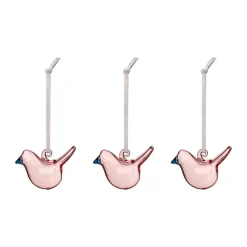 Pájaros de cristal Iittala, Rosa, mini, pack de 3