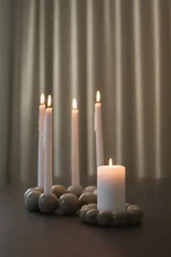 Plato Portavelas Bright Ø17 cm, Beige