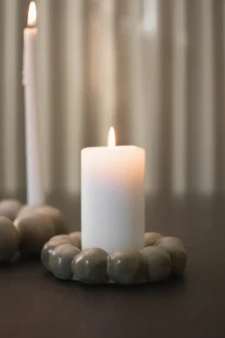 Plato Portavelas Bright Ø17 cm, Beige