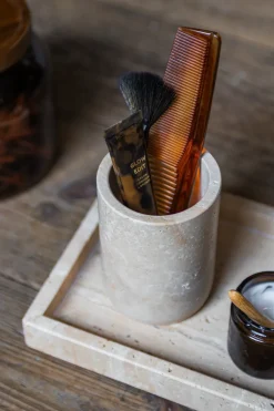 Portacepillos de dientes Travertine 10 cm, Linen