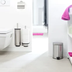 Portaescobillas baño Profile, montaje en pared, acero mate