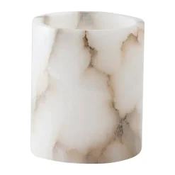 Portavelas Alabaster, Blanco-beige, M 14 cm