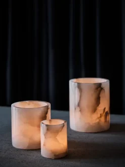 Portavelas Alabaster, Blanco-beige, XS 7,5 cm