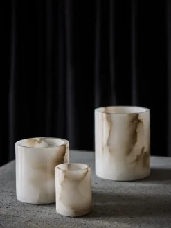 Portavelas Alabaster, Blanco-beige, XS 7,5 cm