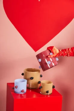 Portavelas Arlo M Ø15 cm, Burdeos-azul claro