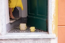 Portavelas Arlo XS Ø10 cm, Amarillo-beige