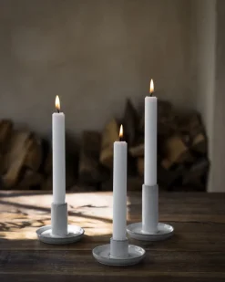 Portavelas blanco natural Ernst, Ø9x6 cm