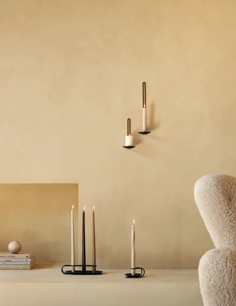 Portavelas de pared Clip 20 cm, Negro