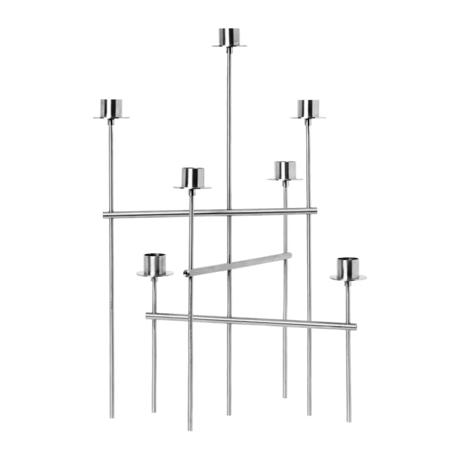 Portavelas Elysia, Brushed stainless steel