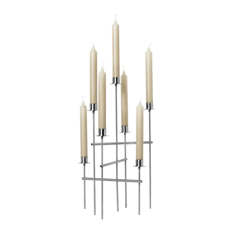 Portavelas Elysia, Brushed stainless steel