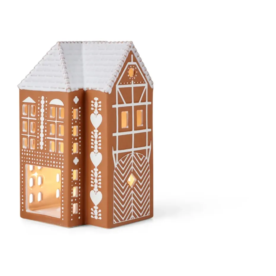 Portavelas Gingerbread grande 17 cm, Marrón