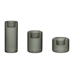 Portavelas Happy 3 piezas, Antracita