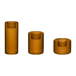 Portavelas Happy 3 piezas, Ámbar