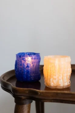 Portavelas Laranne Ø10 cm, Azul