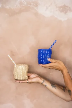 Portavelas Laranne Ø10 cm, Azul