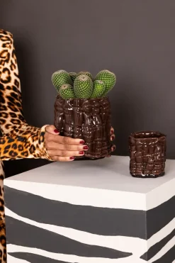 Portavelas Laranne Ø15 cm, Marrón