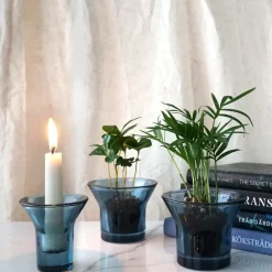 Portavelas Lumi 8 cm, Azul petróleo