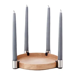 Portavelas Luna Ø27 cm, Roble-acero